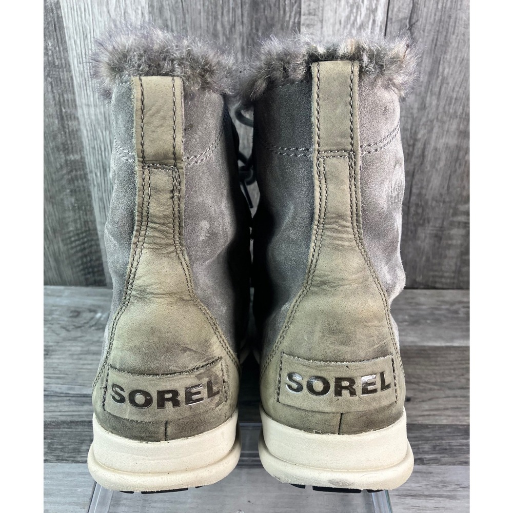Sorel Explorer Joan Waterproof Boots Quarry Grey Faux Fur NL3039-052 Womens 7.5 - Picture 4 of 7